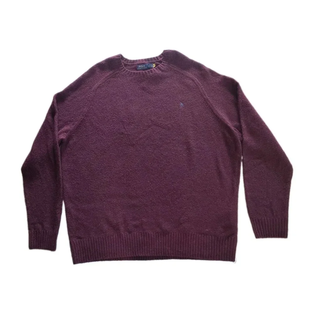 Polo Ralph Lauren Men's 4XL Tall Crewneck Sweater Burgundy Wool Blend NWT $148